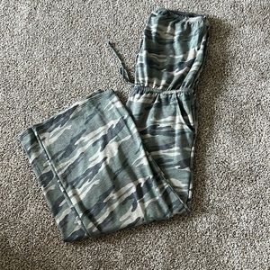 Cherish Strapless Camo Jumpsuit w/ pockets